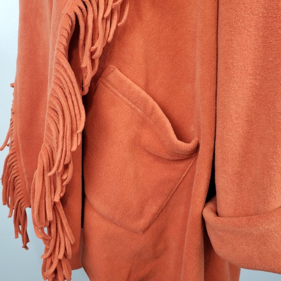 Woman Within Terracotta Fringe Detail Open Front Jacket Shrug Size 1X (22/24) - Picture 5 of 14